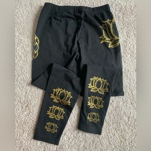 Uriah Clear Light Leggings (M)  black with golden lotus and sacred geometry